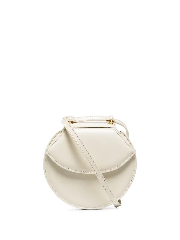 white round crossbody bag