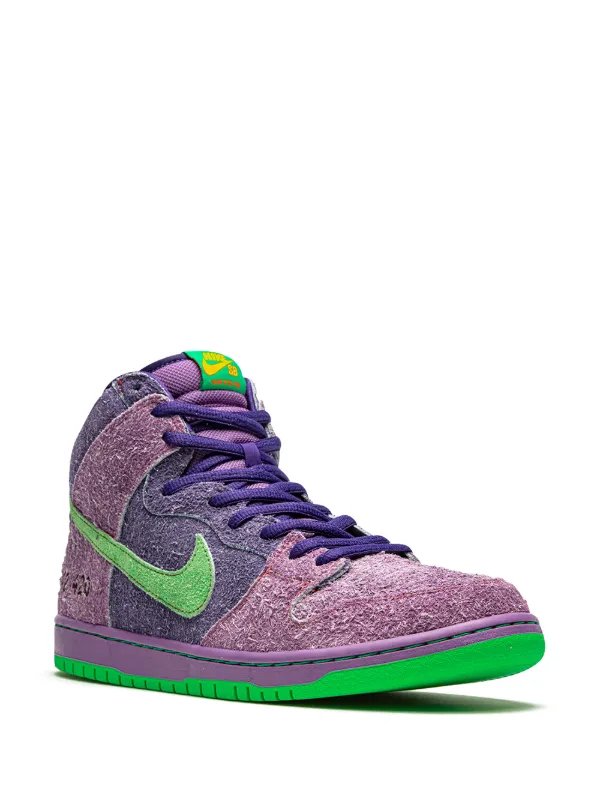 green and purple dunks