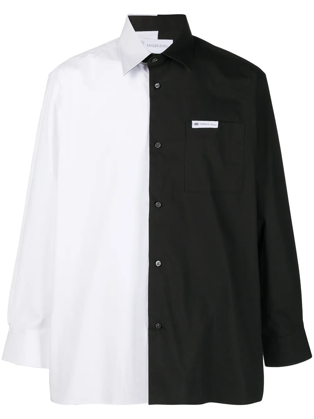 

Xander Zhou colour-block cotton shirt - Black