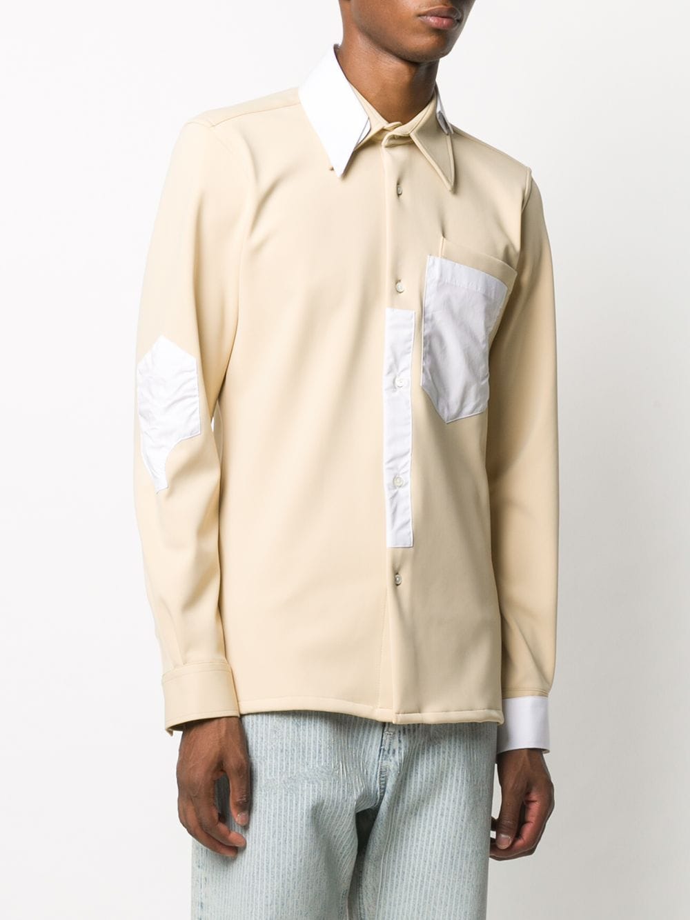 Shop Xander Zhou Contrast Patch Pocket Shirt In Neutrals