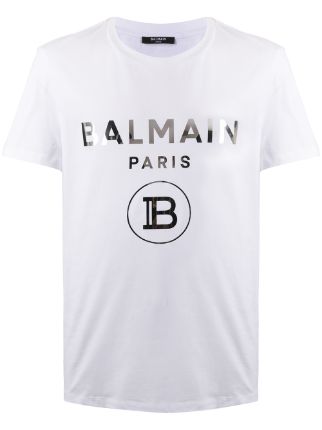 Balmain Metallic Logo Print T-shirt - Farfetch