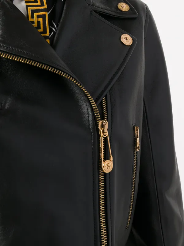 versace black leather jacket