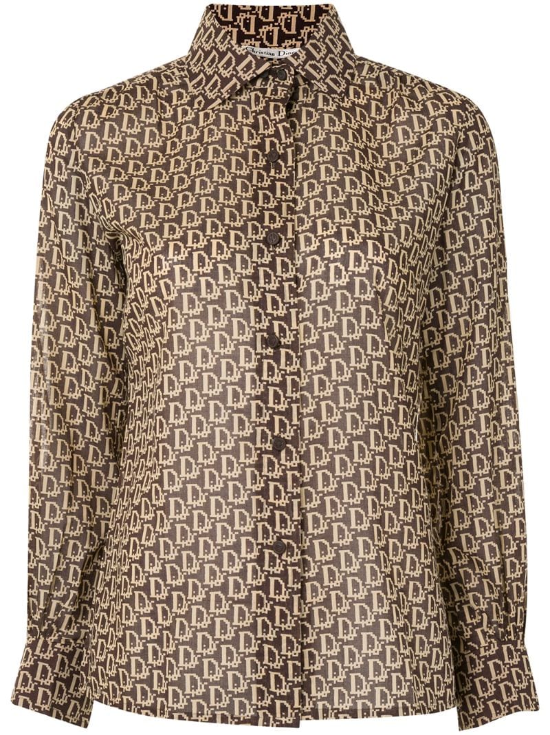 Pre-owned Dior  Trotter Sheer Shirt In Brown