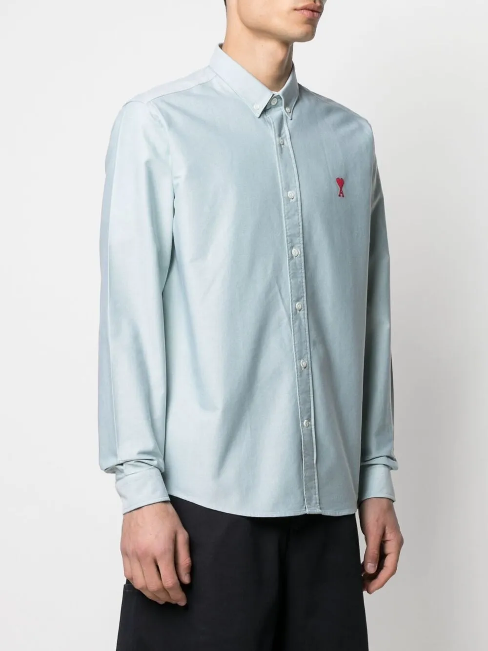фото Ami paris рубашка на пуговицах с монограммой ami de coeur