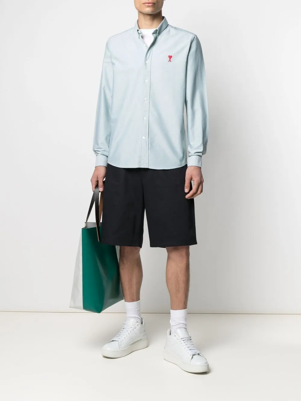 фото Ami paris рубашка на пуговицах с монограммой ami de coeur