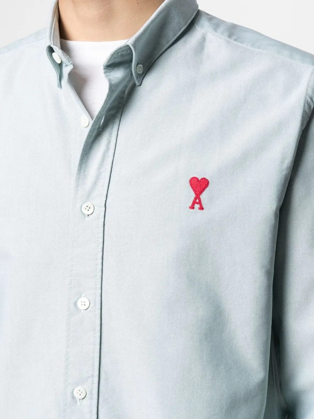 фото Ami paris рубашка на пуговицах с монограммой ami de coeur