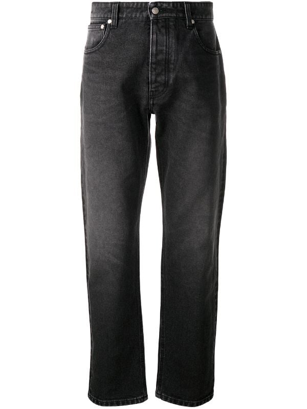 Nero Farfetch Abbigliamento Pantaloni e jeans Jeans Jeans straight Jeans dritti con effetto schiarito 