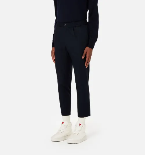 Elasticized Waist Cropped Fit Trousers