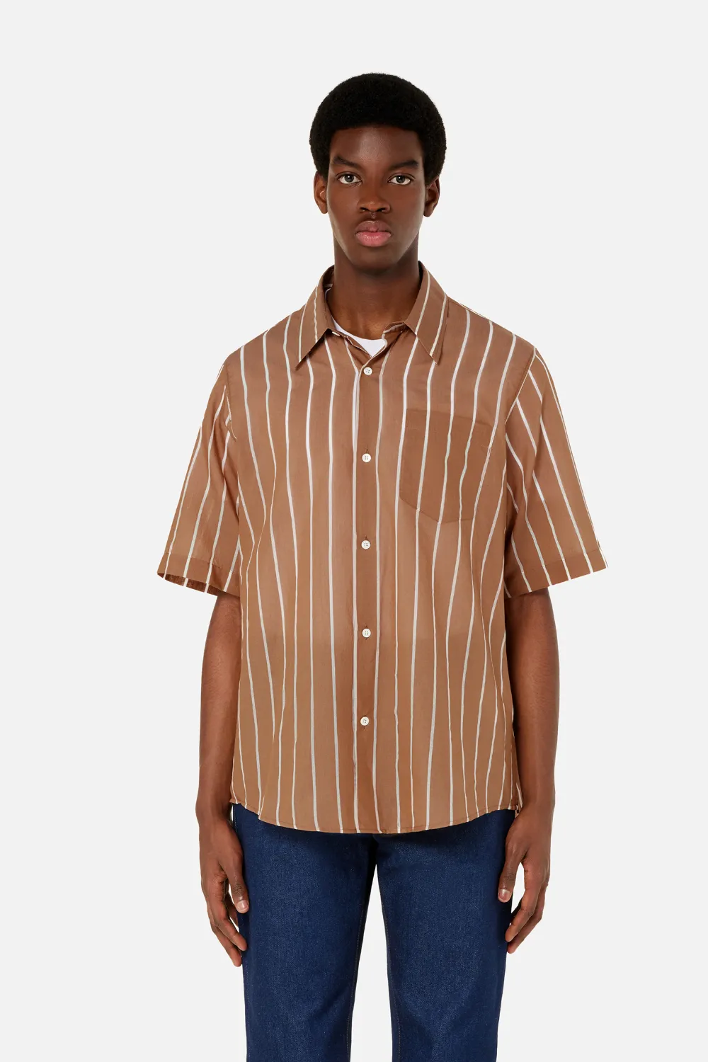 Striped Short Sleeves Shirt - AMI Paris 