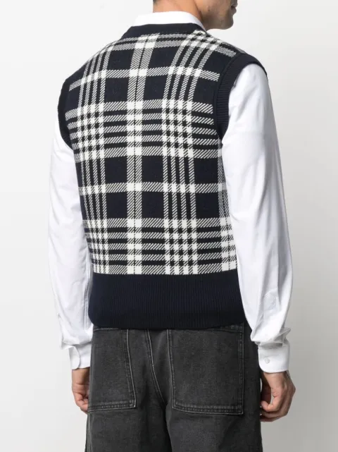 Ami Paris Check Print Knit Vest Farfetch