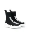Moschino Kids logo print sock trainers - Black
