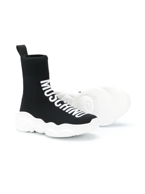 Moschino Kids Logo Print Sock Trainers - Black