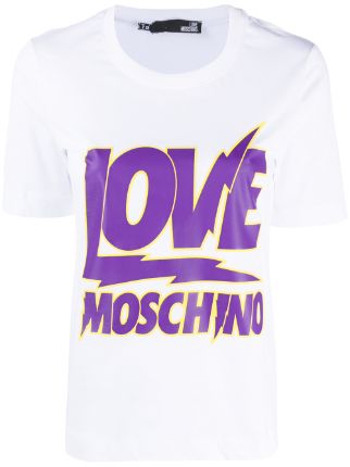purple moschino shirt