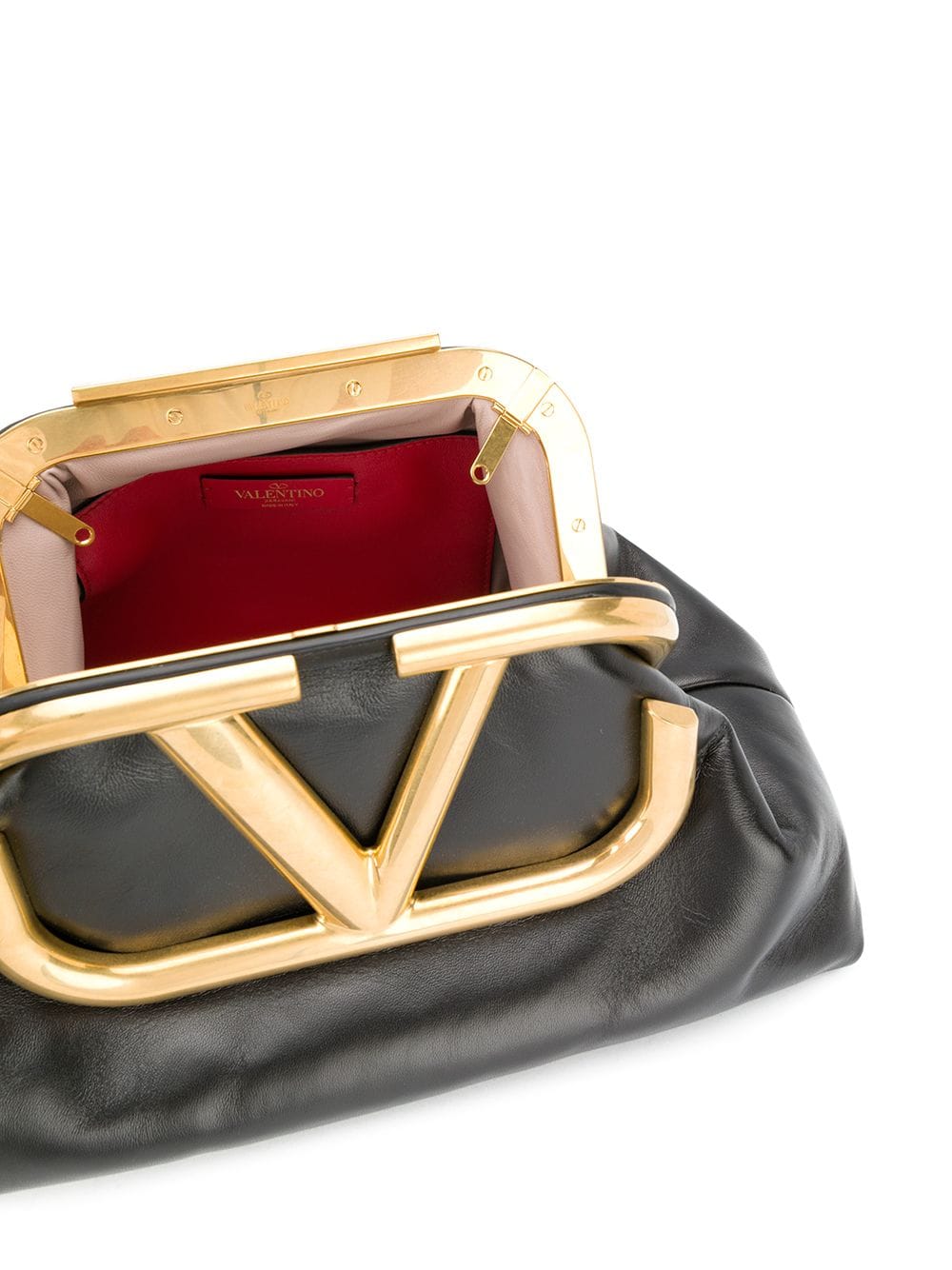 VALENTINO GARAVANI: Supervee bag in laminated nappa - Gold