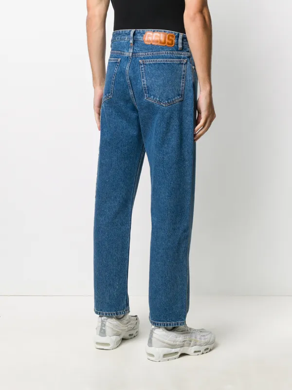 Jeans dritti con ricamo Blu Farfetch Uomo Abbigliamento Pantaloni e jeans Jeans Jeans straight 