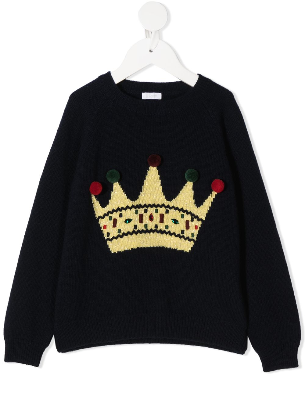 Il Gufo crown print knitted jumper - Blue