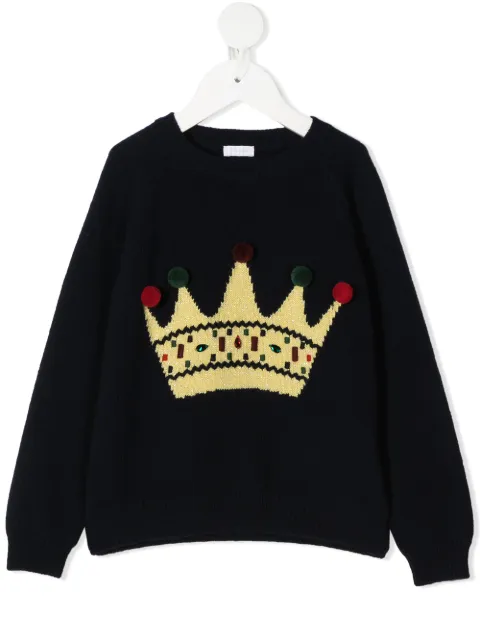 Il Gufo crown print knitted jumper