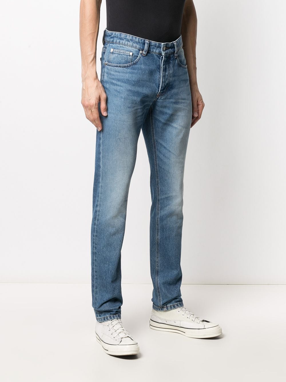 Shop AMI Paris mid-rise faded slim-fit jeans with Express Delivery ...