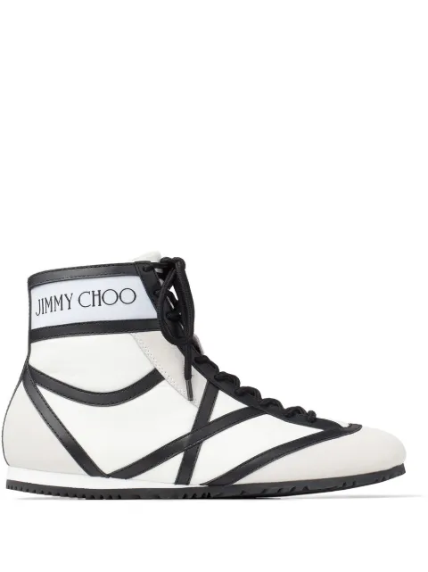 Click to view more detailed imagery on our partner's website Jimmy Choo Kato Leather High-top Sneakers In White