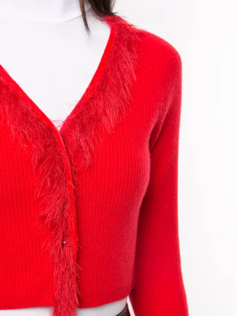 Onefifteen feather trim cropped cardigan - FARFETCH