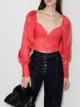 Image 2 of ROTATE deep V-neck ruched blouse