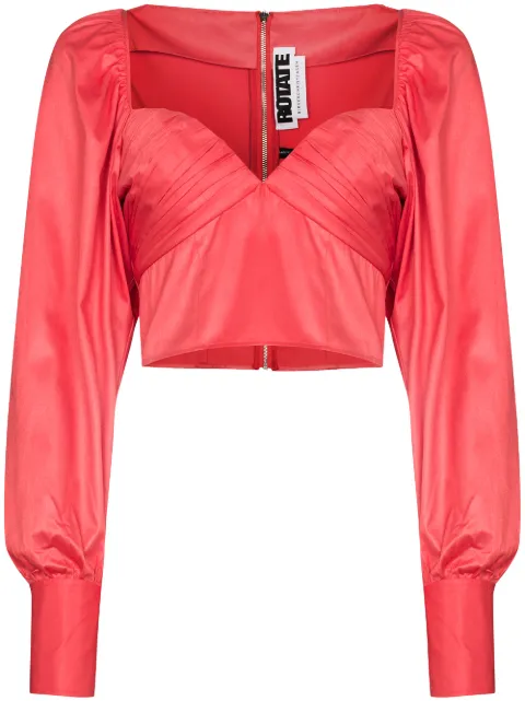 ROTATE deep V-neck ruched blouse