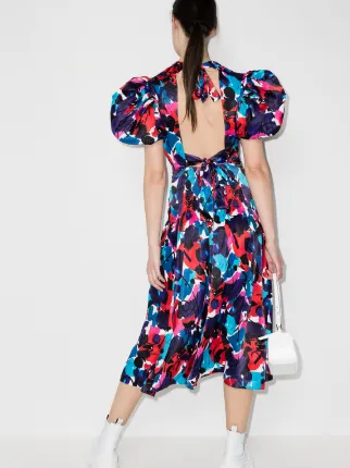 Dawn painted flower print midi dress展示图