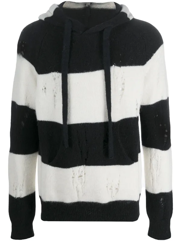 white and black striped hoodie