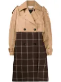 Marni two-tone checkered trench coat - Brown