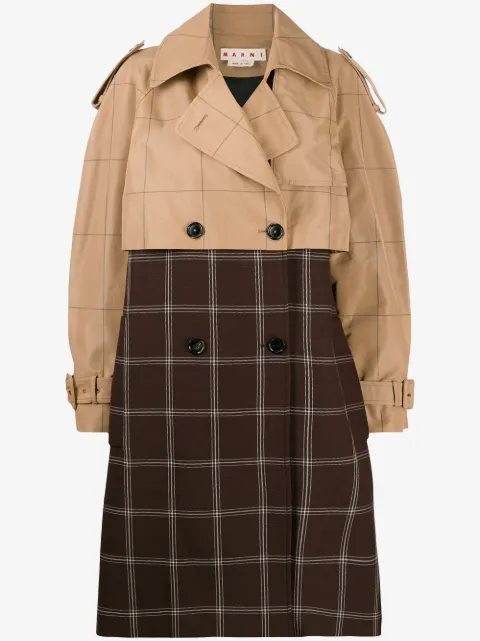 Marni two-tone checkered trench coat
