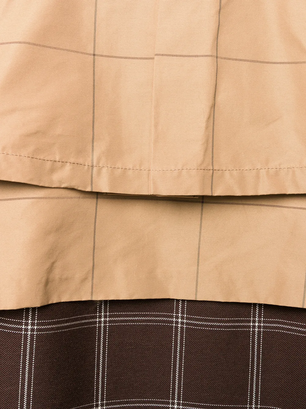 two-tone checkered trench coat