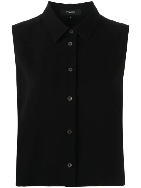 Theory pointed collar sleeveless shirt