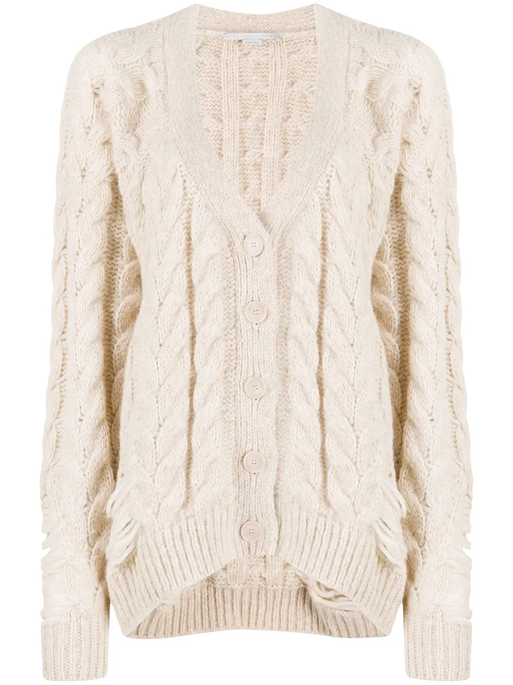 distressed cable knit sweater