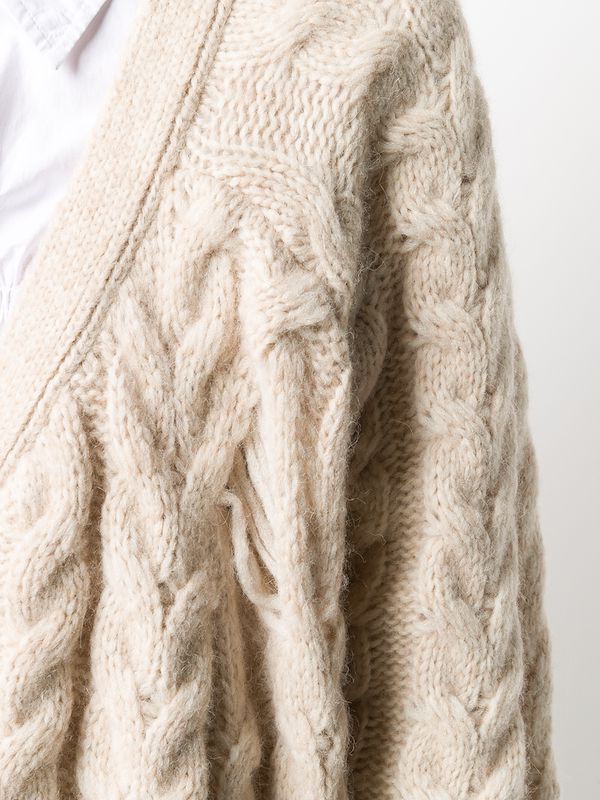 distressed cable knit sweater