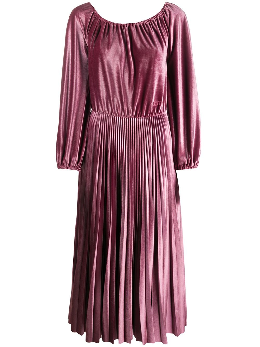 фото Valentino плиссированное бархатное платье миди