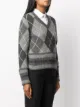 Thom Browne كنزة منسوجة بكاروهات أرغيل ورقبة V