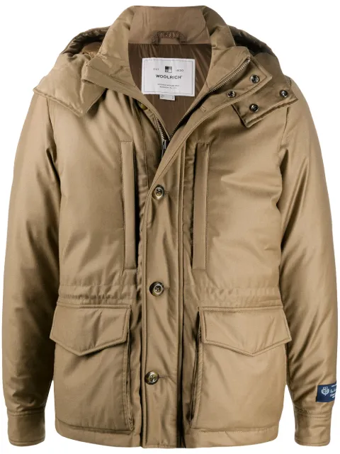Woolrich hooded logo-patch parka