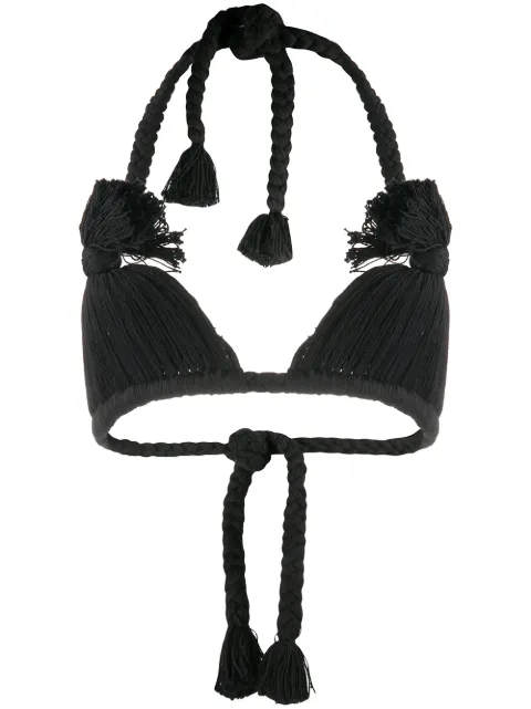 Random Identities top de bikini con ribete de cuerdas