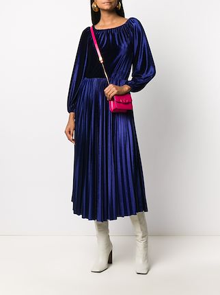 pleated velvet midi dress展示图