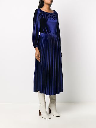 pleated velvet midi dress展示图