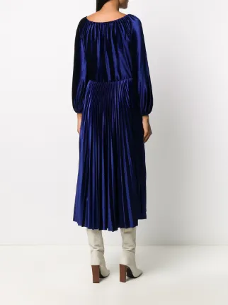 pleated velvet midi dress展示图