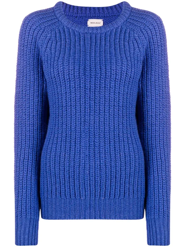 blue chunky knit jumper