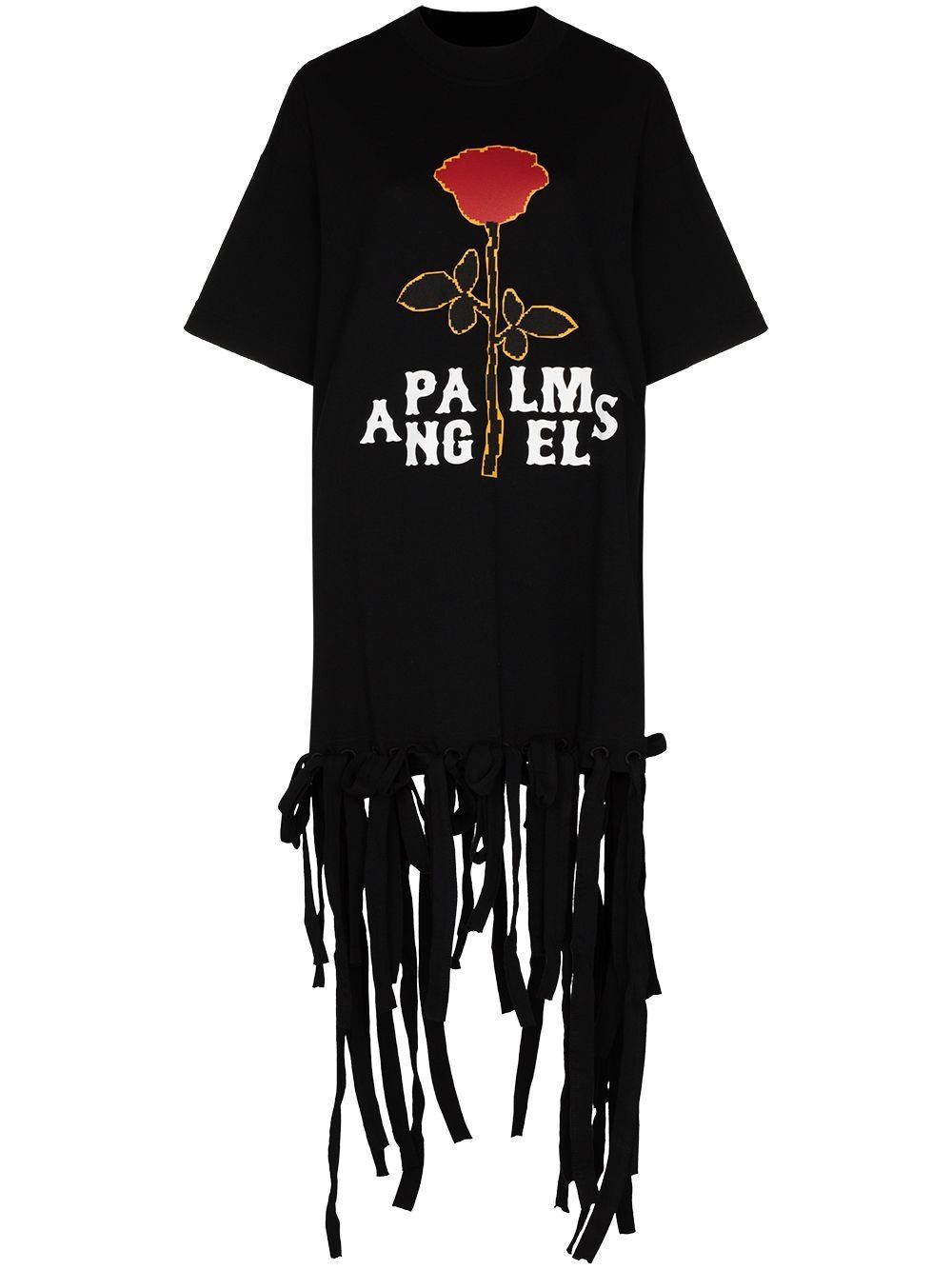 фото Palm angels платье-футболка с логотипом и бахромой