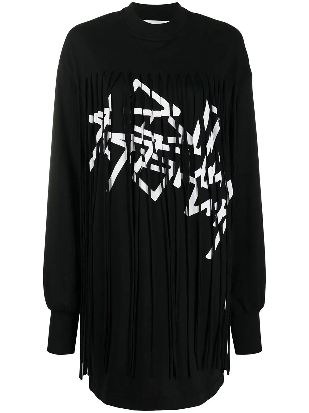 Click to view more detailed imagery on our partner's website Palm Angels Fringed Over Dress In Black Cotton