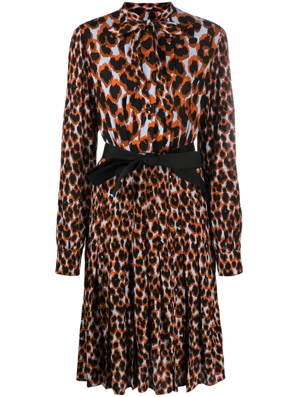 pleated leopard print dress