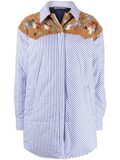 Palm Angels vertical-stripe padded shirt jacket