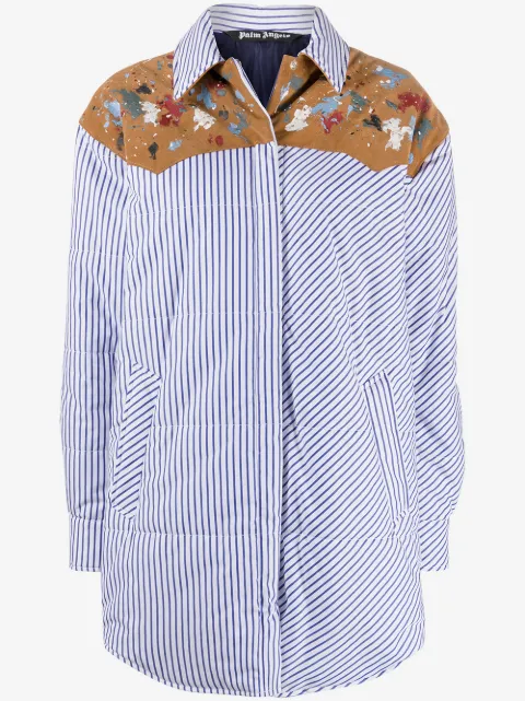 Palm Angels vertical-stripe padded shirt jacket