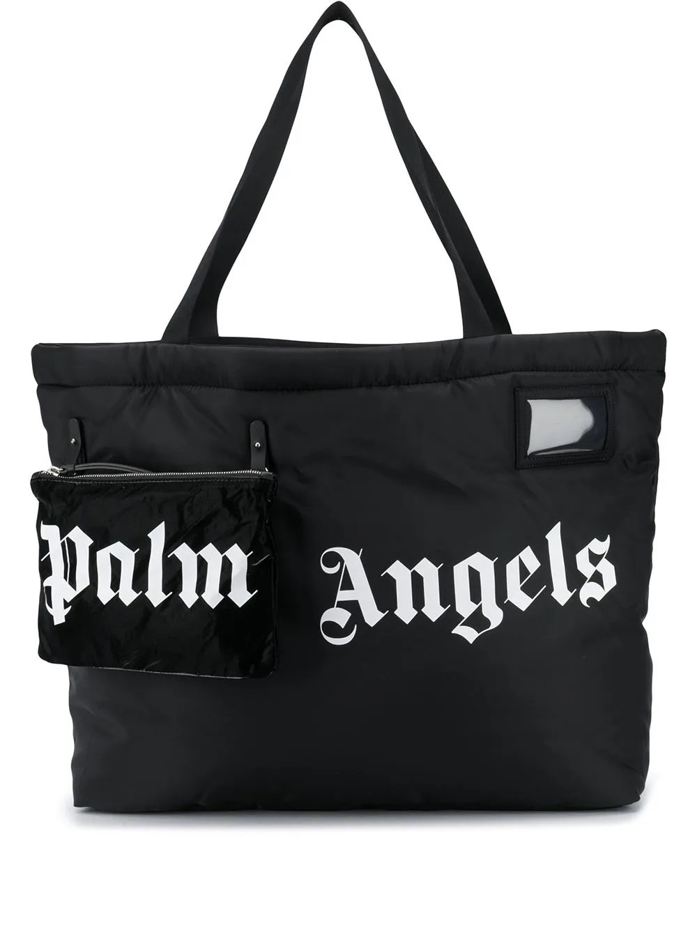 PALM ANGELS LOGO HORIZONTAL SHOPPER BLACK WHITE