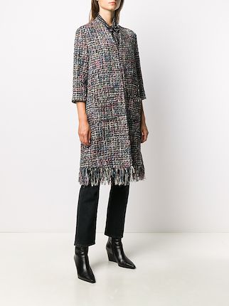 frayed edge tweed coat展示图