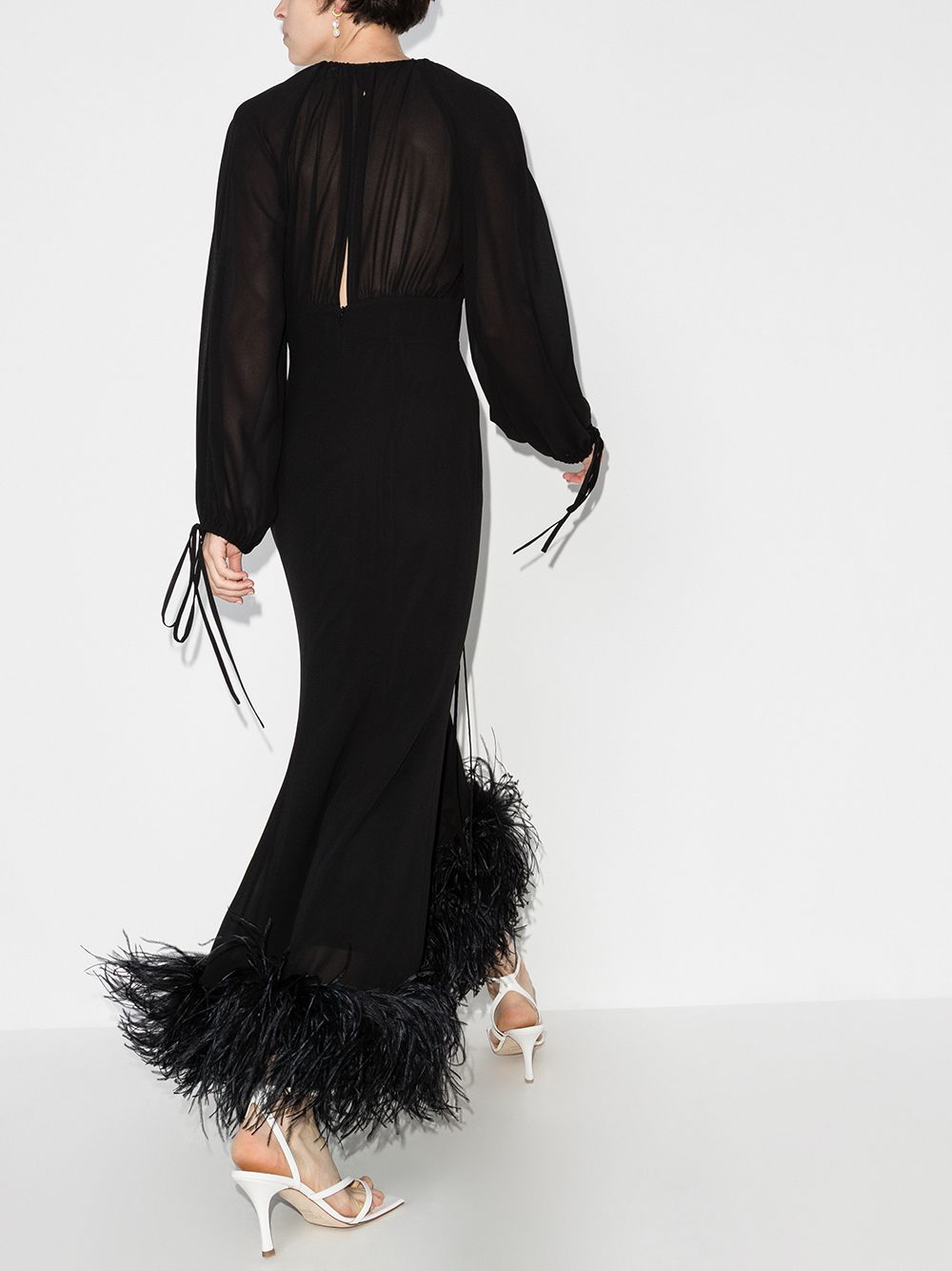 фото 16arlington faux feather-trimmed evening dress